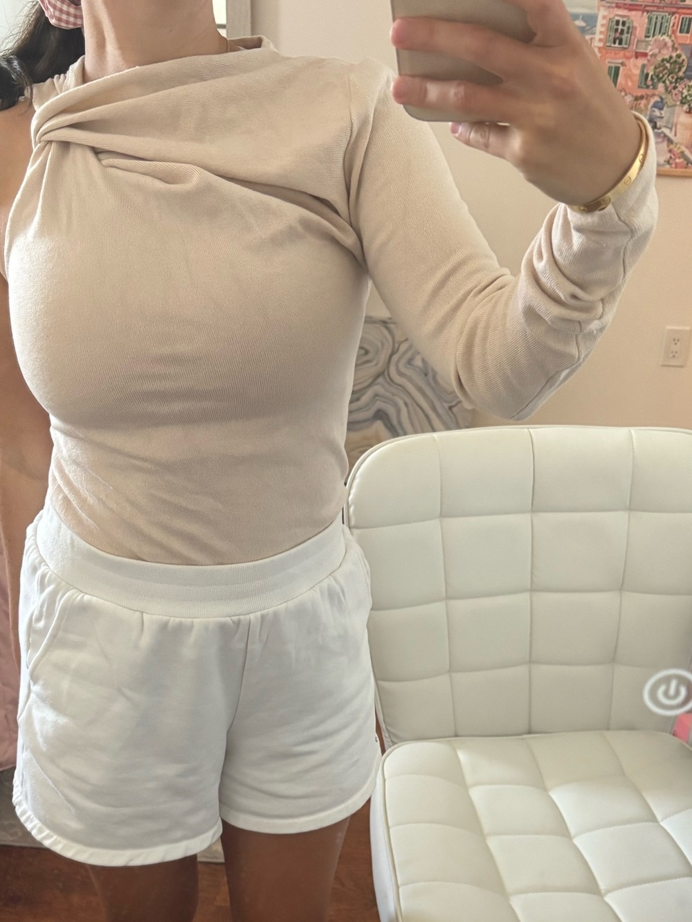 Zara White Athletic Lounge Shorts